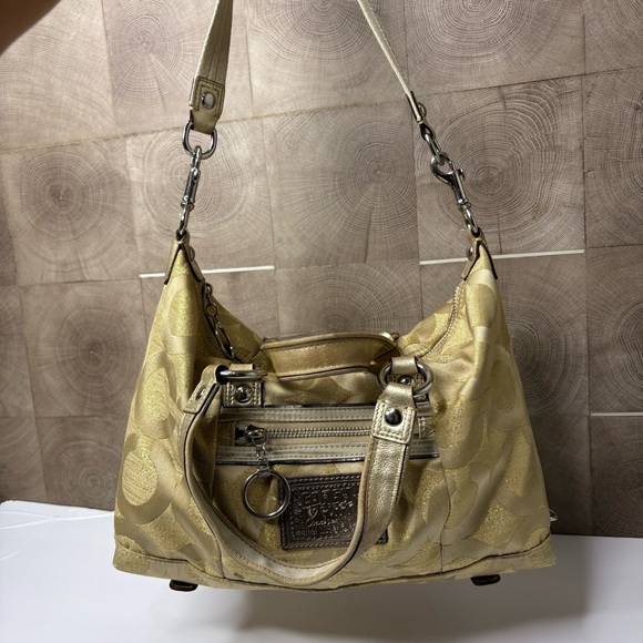 Coach Poppy Gold Satchel Bag Crossbody Strap - Picture 2 of 6